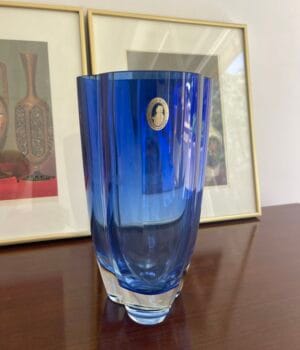 BLUE BOHEMIAN LUDWIG GLASS VASE