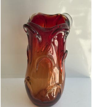Red & yellow Murano Glass tall vase