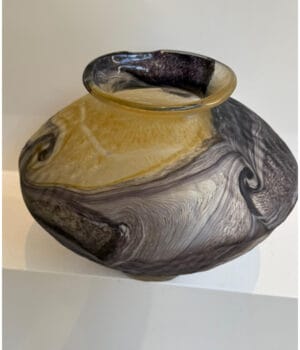 yellow and grey glass vase