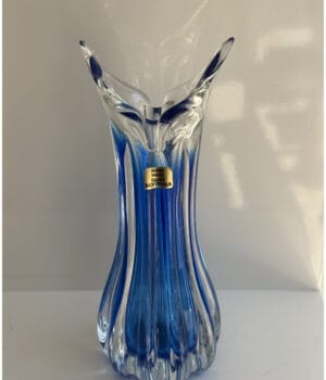 Blue Murano Glass ribbed vase