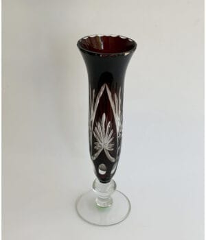 Ruby Red Bohemian Crystal Stem Vase