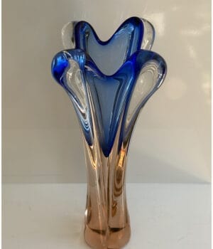 Blue & amber Murano Glass tall vase
