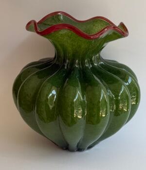 green flower glass vase