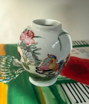 Mini White Porcelain Vase With Flowers