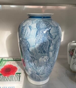 Big Blue Ceramic Octopus Vase
